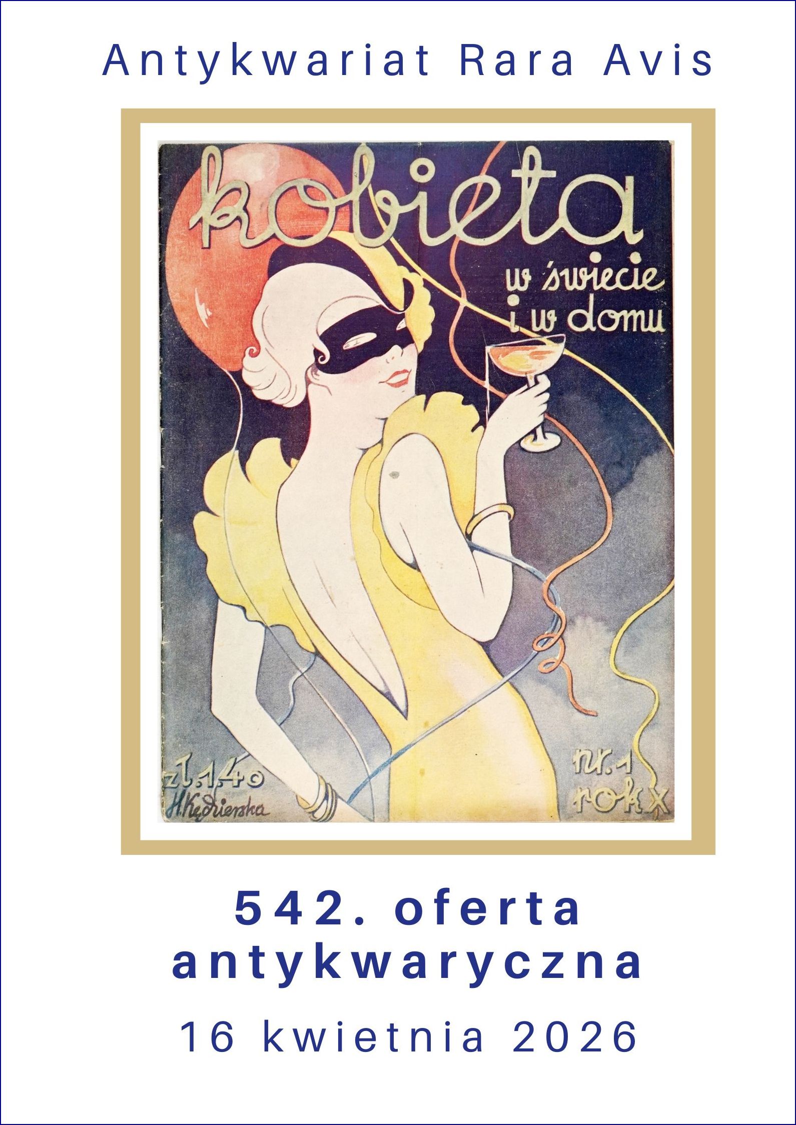 Antykwariat Rara Avis - 542. oferta antykwaryczna - 16 kwietnia 2026