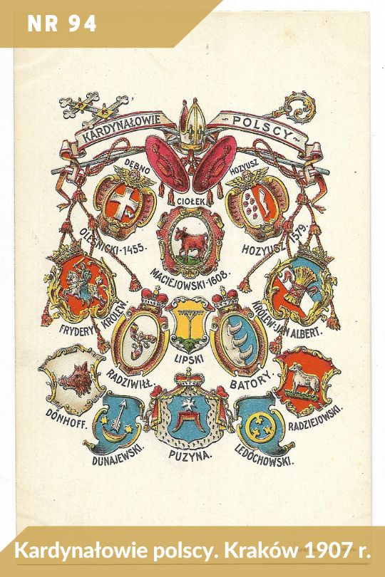 Antykwariat Rara Avis - 543. oferta antykwaryczna, poz. 94 - Kardynałowie polscy, pocztówka patriotyczna