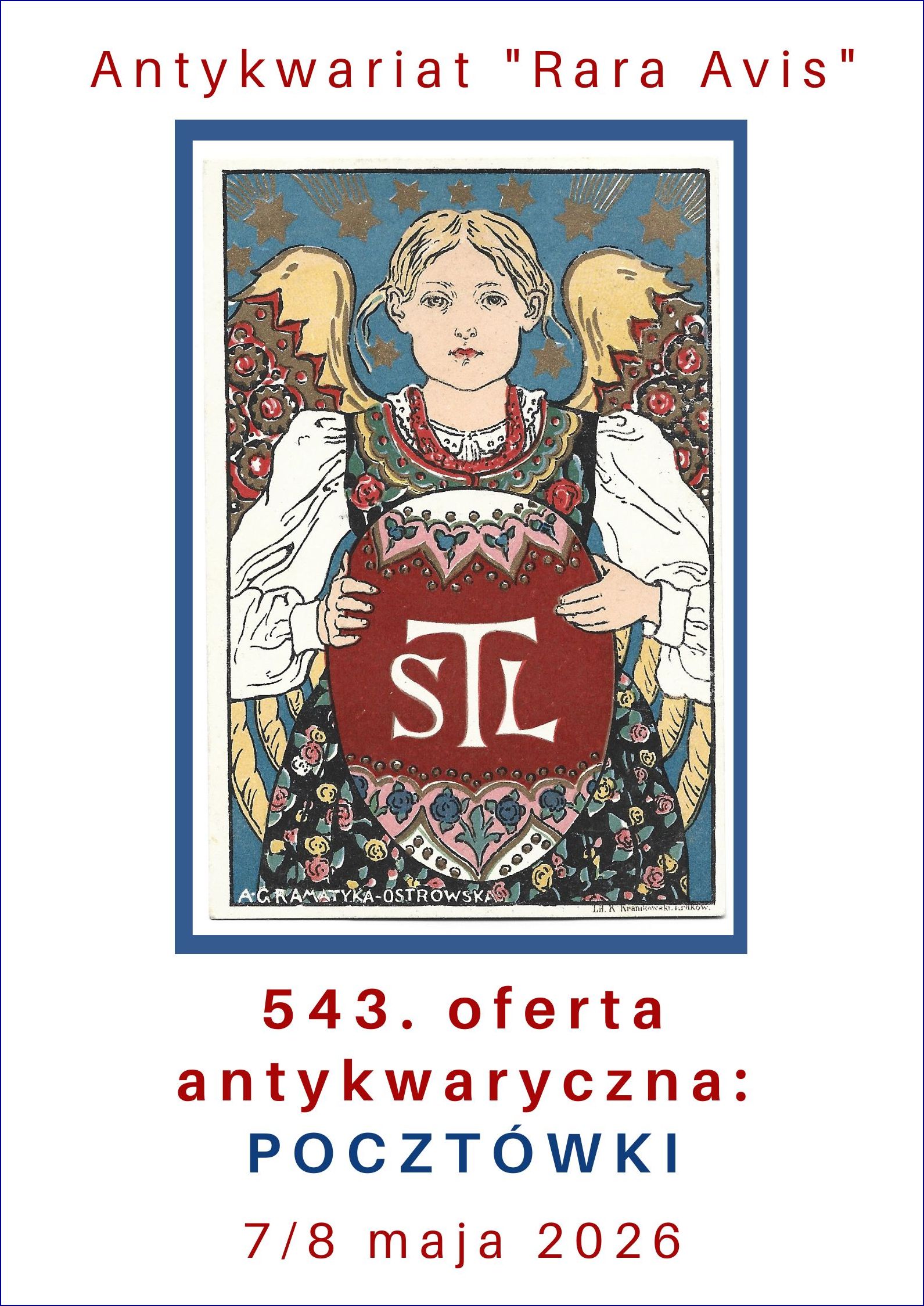 Antykwariat Rara Avis - 543. oferta antykwaryczna: POCZTÓWKI -7/8 maja 2026 r.