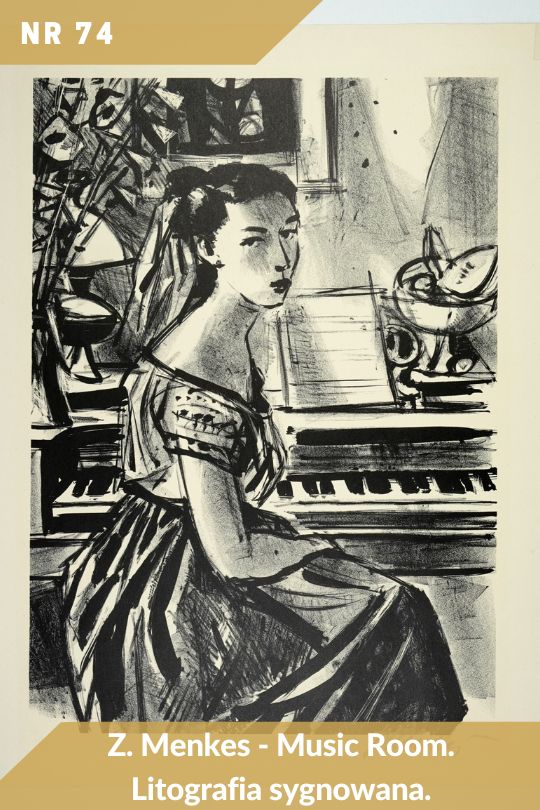 Antykwariat Rara Avis - 148. aukcja antykwaryczna, poz. 74 - Zygmunt Menkes - Music Room - litografia sygnowana.