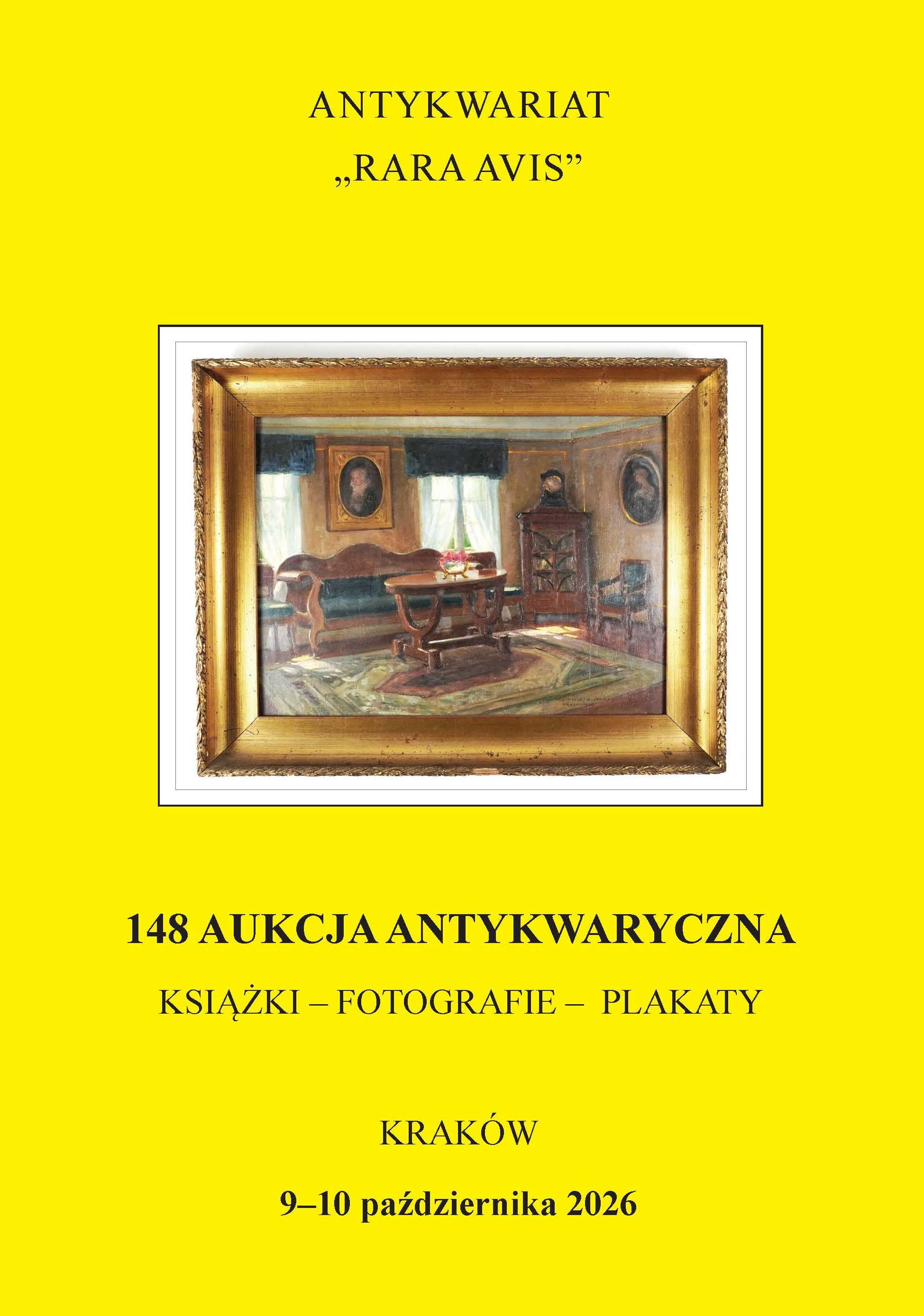 Antykwariat Rara Avis - 148. aukcja antykwaryczna - 9/10 października 2026