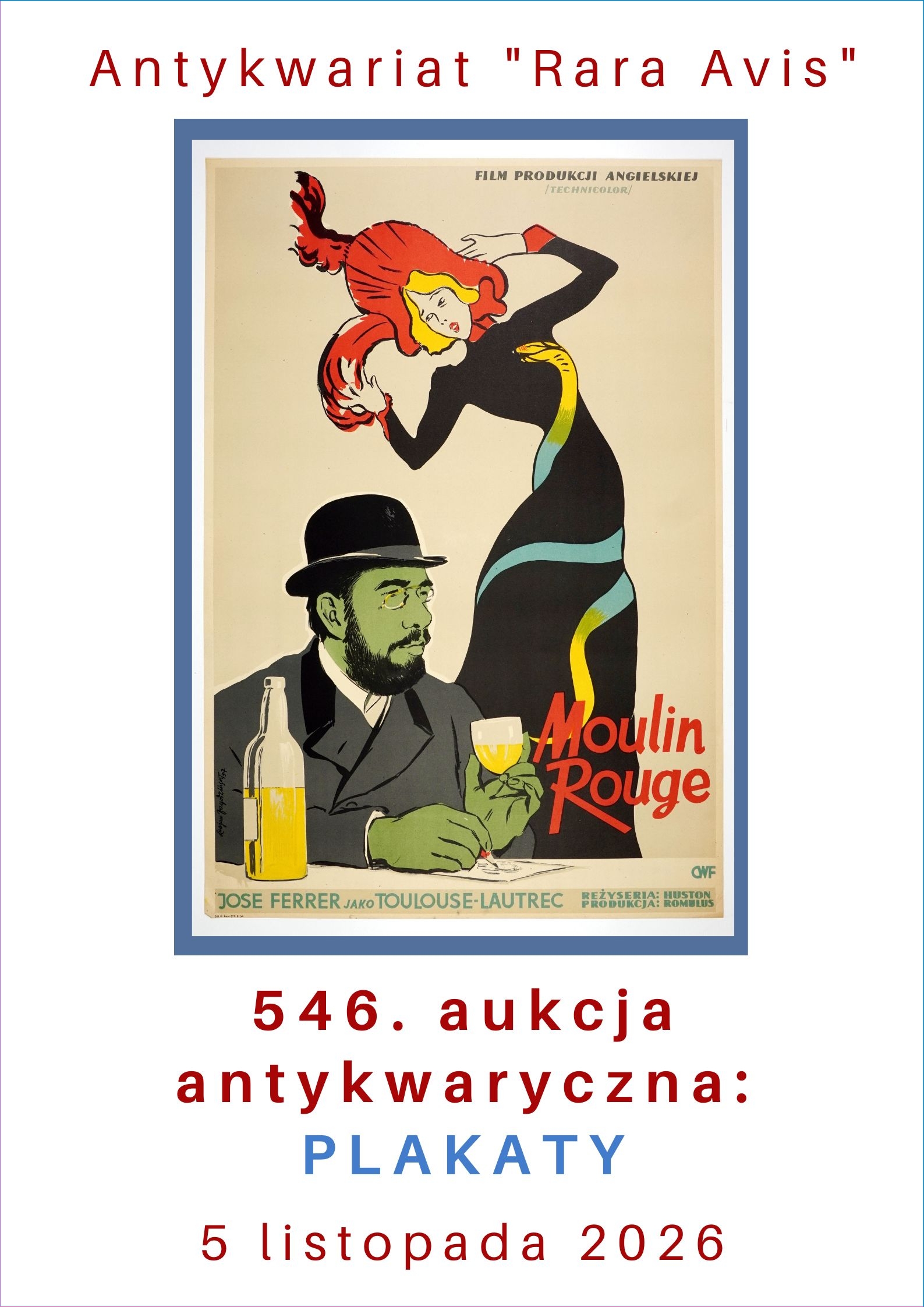 Antykwariat Rara Avis - 546. aukcja: Plakaty - 5 listopada 2026 r.